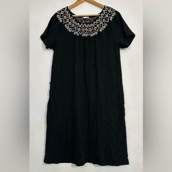 J. Jill 100% Cotton Black and Cream Embellished Sundress with Pockets - Picture 9 of 14